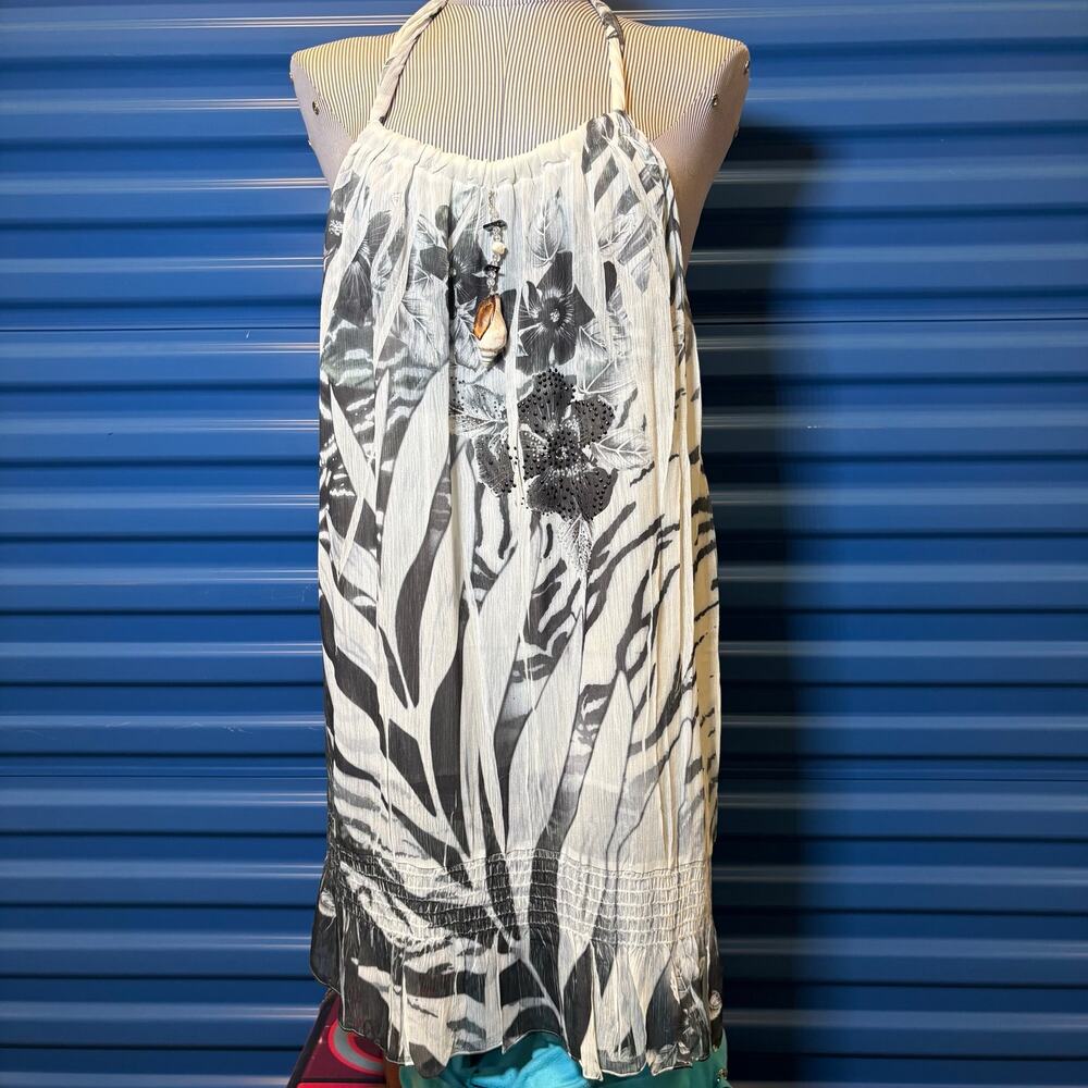Y2k Paris Hilton Core summer Dress open back Seashell rhinestone flower size XL
